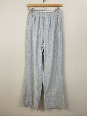 Margaret O'Leary Gray Cotton-Linen Blend Wide Leg Pull On Pants Size M Lagenlook